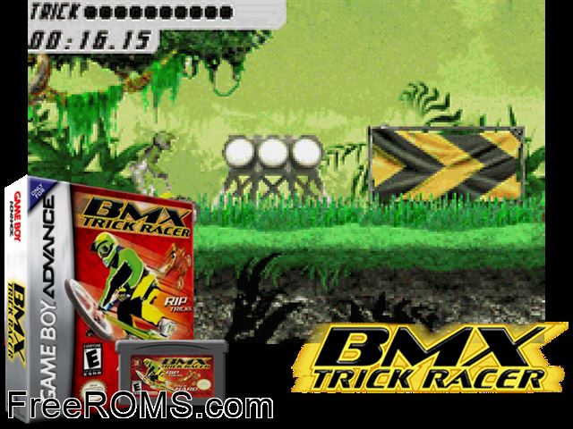 Bmx Trick Racer Gameboy Advance game showing 3D box cover and gameplay screenshot